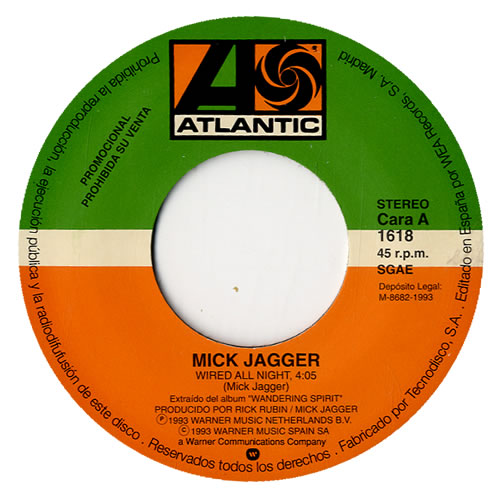 Mick Jagger Wired All Night 7" vinyl single (7 inch record / 45) Spanish MKJ07WI40486