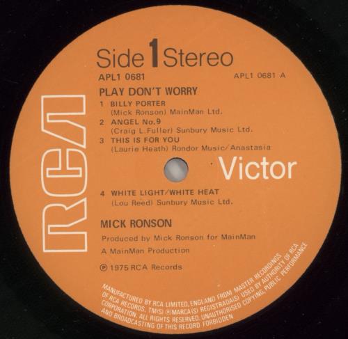 Mick Ronson Play Don't Worry - EX vinyl LP album (LP record) UK MKRLPPL764027