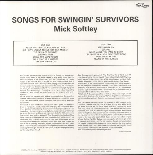 Mick Softley Songs For Swingin' Survivors vinyl LP album (LP record) Russian 5MSLPSO817112
