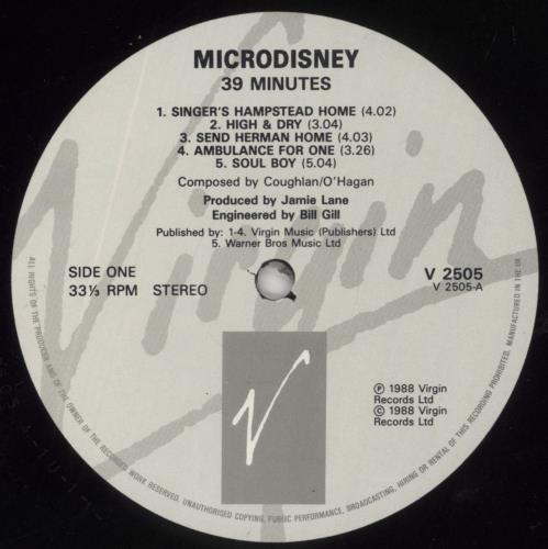 Microdisney 39 Minutes - VG vinyl LP album (LP record) UK MCDLPMI859272