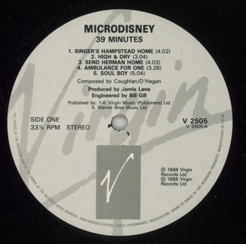 Microdisney 39 Minutes vinyl LP album (LP record) UK MCDLPMI245111