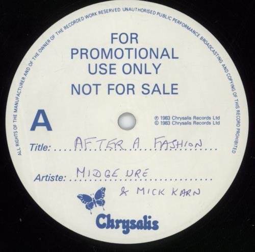 Midge Ure After A Fashion - White Label Promo 12" vinyl single (12 inch record / Maxi-single) UK URE12AF243829