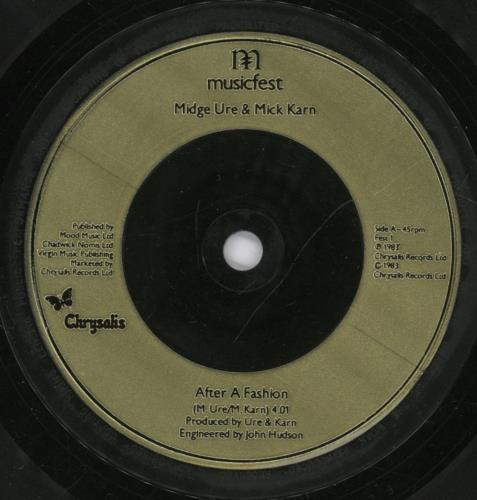 Midge Ure After A Fashion 7" vinyl single (7 inch record / 45) UK URE07AF94141