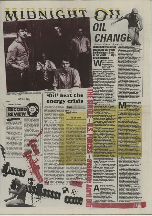 Midnight Oil 10, 9, 8, 7, 6, 5, 4, 3, 2, 1 (Ten) vinyl LP album (LP record) UK OILLPTE401680