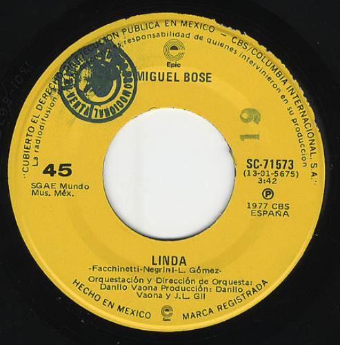 Miguel Bose Linda 7" vinyl single (7 inch record / 45) Mexican MBS07LI310851