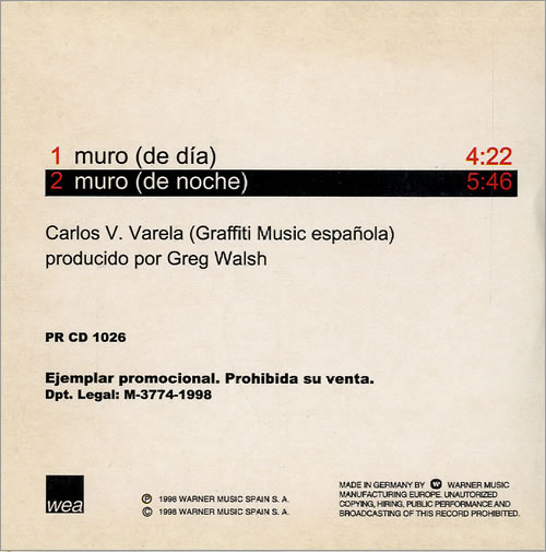 Miguel Bose Muro CD single (CD5 / 5") German MBSC5MU464650