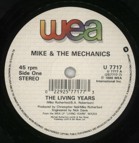 Mike & The Mechanics The Living Years 7" vinyl single (7 inch record / 45) UK MIK07TH421174