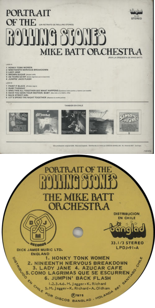 Mike Batt Portrait Of The Rolling Stones vinyl LP album (LP record) Chile MBTLPPO618182