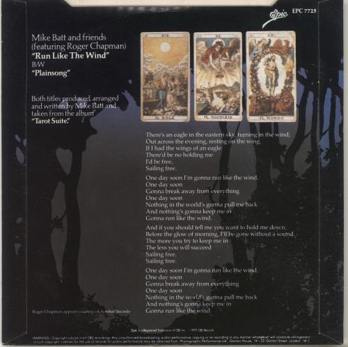 Mike Batt Run Like The Wind 7" vinyl single (7 inch record / 45) UK MBT07RU194617