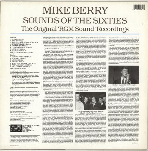 Mike Berry Sounds Of The Sixties vinyl LP album (LP record) UK 0MBLPSO703380
