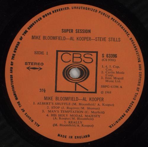 Mike Bloomfield & Al Kooper Super Session - 1st - VG vinyl LP album (LP record) UK NXKLPSU871737