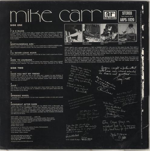 Mike Carr Mike Carr - Autographed vinyl LP album (LP record) UK MV5LPMI708899