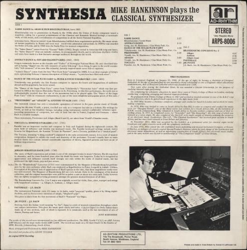 Mike Hankinson Synthesia vinyl LP album (LP record) UK 770LPSY848417