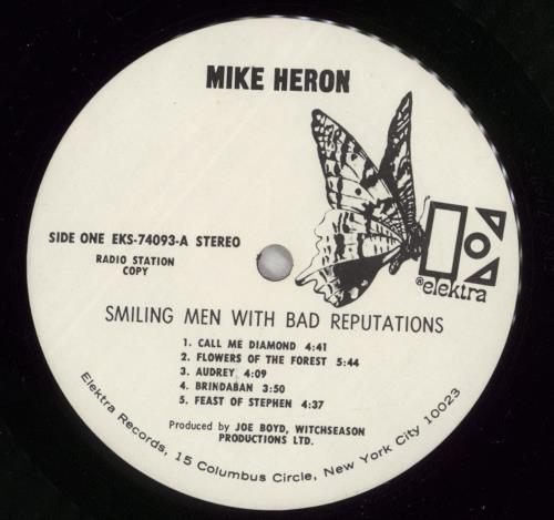 Mike Heron Smiling Men With Bad Reputations - Radio Sation Copy vinyl LP album (LP record) US M\HLPSM874217