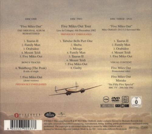 Mike Oldfield Five Miles Out - Deluxe Edition 3-disc CD/DVD Set UK OLD3DFI821790