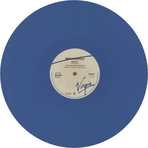 Mike Oldfield Guilty - Blue Vinyl 12" vinyl single (12 inch record / Maxi-single) UK OLD12GU07024