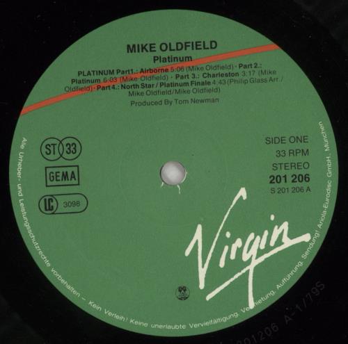 Mike Oldfield Platinum - Red and Green Labels vinyl LP album (LP record) German OLDLPPL872228