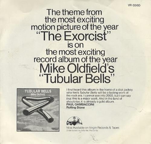 Mike Oldfield Tubular Bells - Promo Sleeve 7" vinyl single (7 inch record / 45) US OLD07TU132331