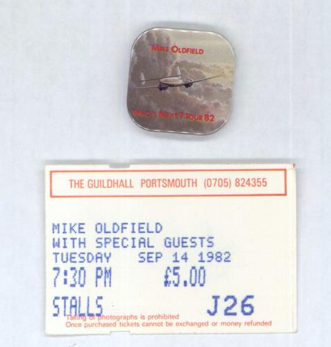 Mike Oldfield World Tour '82/83 + Ticket Stub & Badge tour programme UK OLDTRWO816408