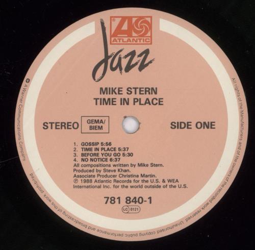 Mike Stern Time In Place vinyl LP album (LP record) US NY4LPTI623304