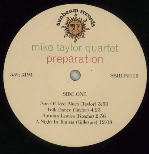 Mike Taylor Preparation vinyl LP album (LP record) UK NKLLPPR868328