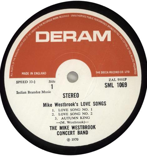 Mike Westbrook Love Songs - 1st vinyl LP album (LP record) UK WBKLPLO716673