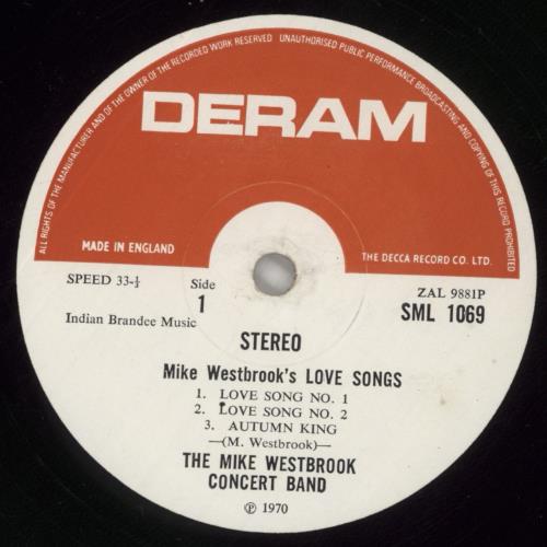 Mike Westbrook Love Songs - VG vinyl LP album (LP record) UK WBKLPLO860377