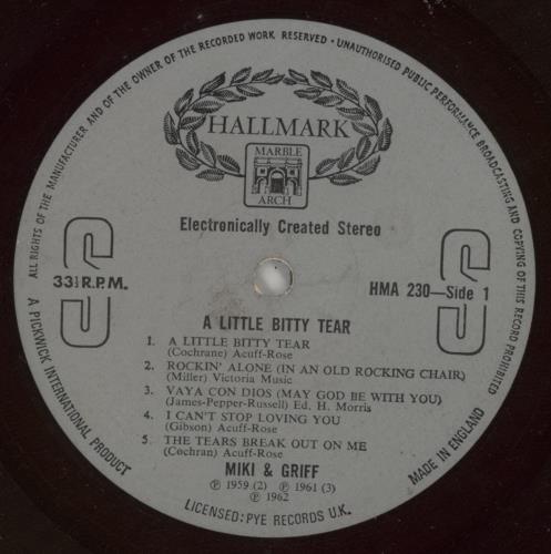 Miki & Griff A Little Bitty Tear vinyl LP album (LP record) UK M+GLPAL735120