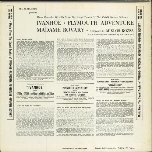 Miklos Rozsa Ivanhoe / Plymouth Adventure / Madame Bovary vinyl LP album (LP record) Japanese RZ1LPIV787979