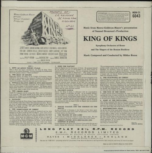 Miklos Rozsa King Of Kings vinyl LP album (LP record) UK RZ1LPKI676394