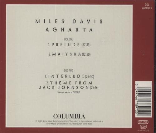 Miles Davis Agharta 2 CD album set (Double CD) UK MDA2CAG839473