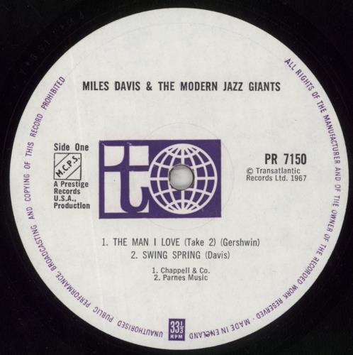 Miles Davis And The Modern Jazz Giants vinyl LP album (LP record) UK MDALPAN331089