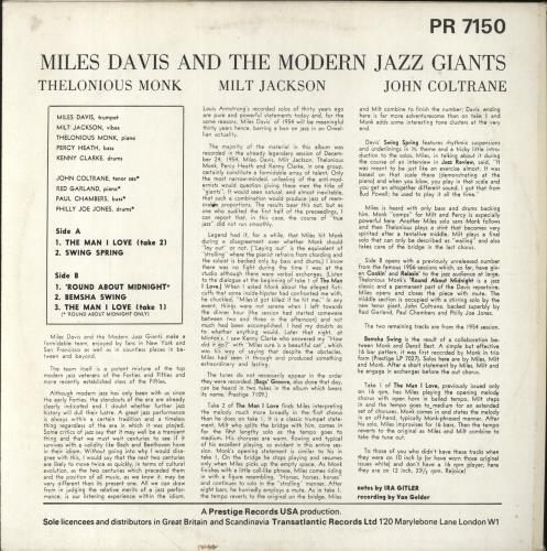 Miles Davis And The Modern Jazz Giants vinyl LP album (LP record) UK MDALPAN331089