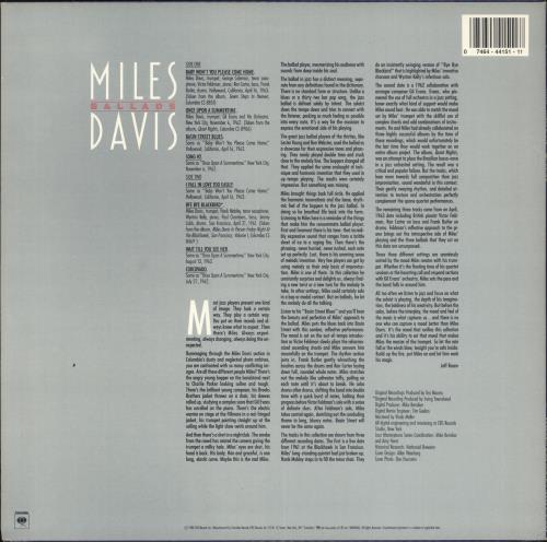 Miles Davis Ballads vinyl LP album (LP record) US MDALPBA593333