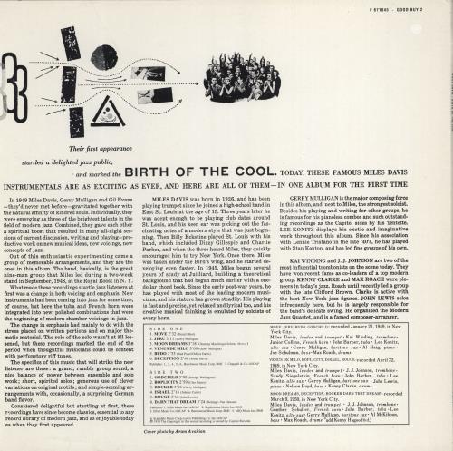 Miles Davis Birth Of The Cool vinyl LP album (LP record) German MDALPBI771894