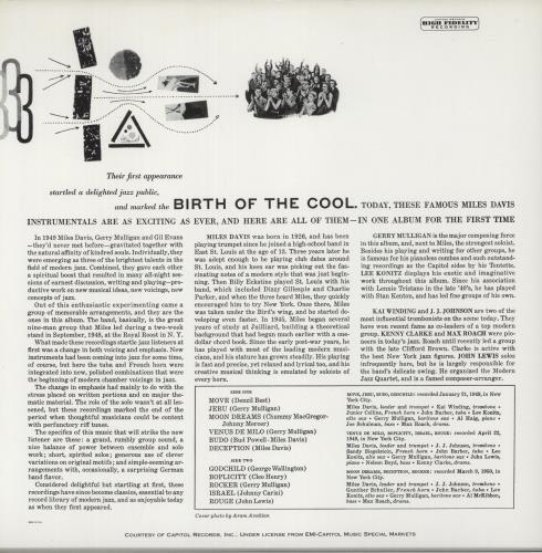 Miles Davis Birth Of The Cool vinyl LP album (LP record) US MDALPBI875548