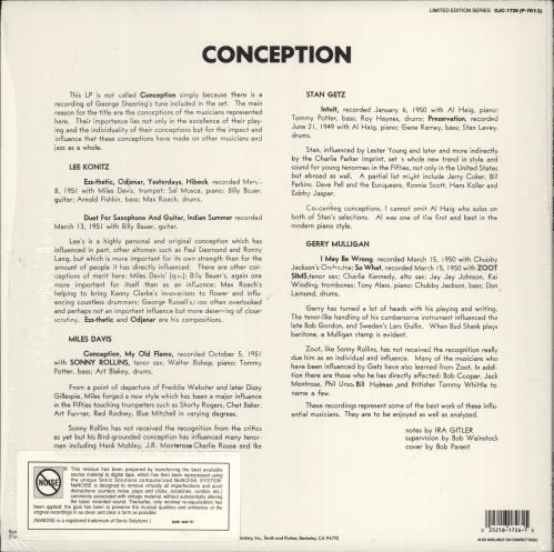 Miles Davis Conception vinyl LP album (LP record) US MDALPCO773387