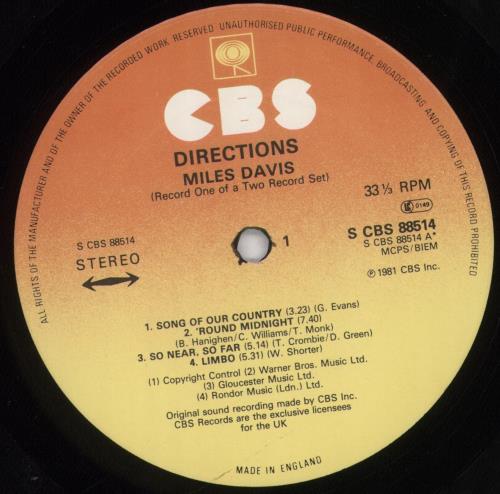 Miles Davis Directions - EX 2-LP vinyl record set (Double LP Album) UK MDA2LDI708475