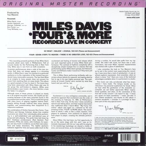 Miles Davis Four & More vinyl LP album (LP record) US MDALPFO798632