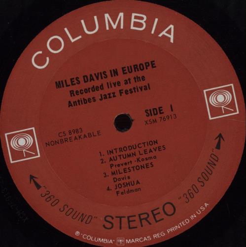 Miles Davis In Europe - 360 - Black vinyl LP album (LP record) US MDALPIN307958