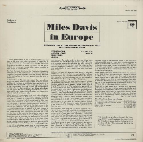 Miles Davis In Europe - 360 - Black vinyl LP album (LP record) US MDALPIN307958