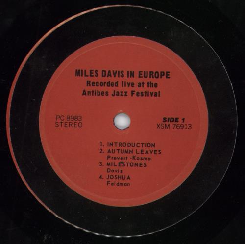 Miles Davis In Europe - Export copy vinyl LP album (LP record) US MDALPIN798948