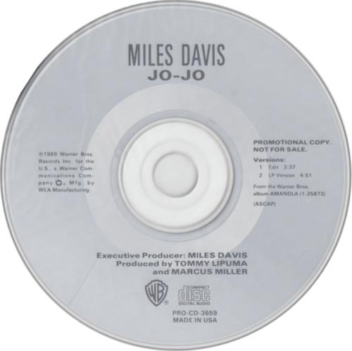 Miles Davis Jo-Jo CD single (CD5 / 5") US MDAC5JO454876