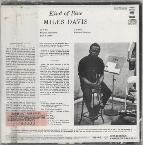 Miles Davis Kind Of Blue CD album (CDLP) Japanese MDACDKI885808