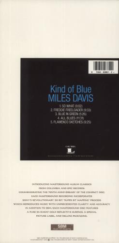 Miles Davis Kind Of Blue CD album (CDLP) US MDACDKI09773