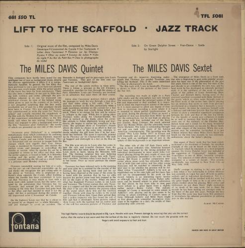 Miles Davis Lift To The Scaffold - Jazz Track vinyl LP album (LP record) UK MDALPLI505781