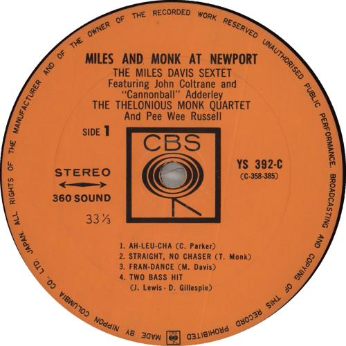 Miles Davis Miles And Monk At Newport vinyl LP album (LP record) Japanese MDALPMI718158