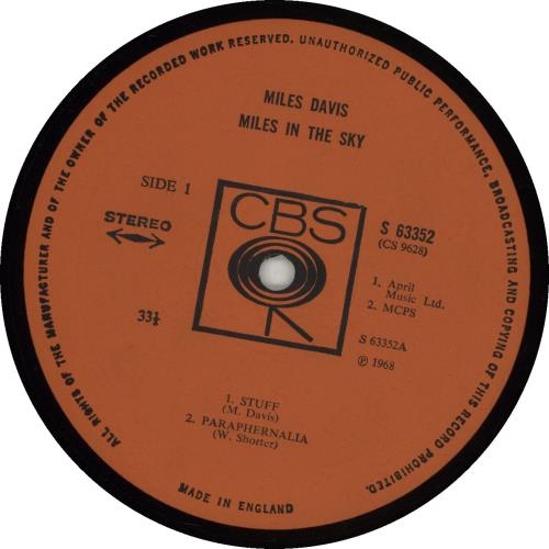 Miles Davis Miles In The Sky vinyl LP album (LP record) UK MDALPMI447888