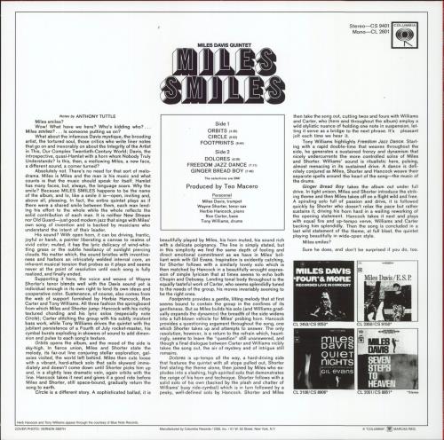 Miles Davis Miles Smiles vinyl LP album (LP record) German MDALPMI800832