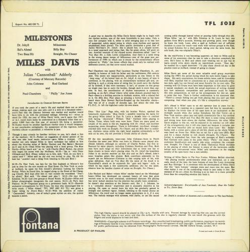 Miles Davis Milestones - 1st vinyl LP album (LP record) UK MDALPMI775426